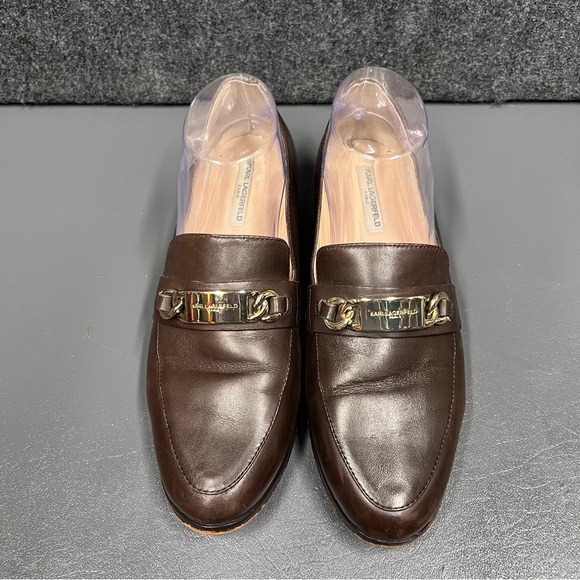 Karl Lagerfeld Cabana Brown Leather Loafers Women’s Size 8 - Picture 2 of 13